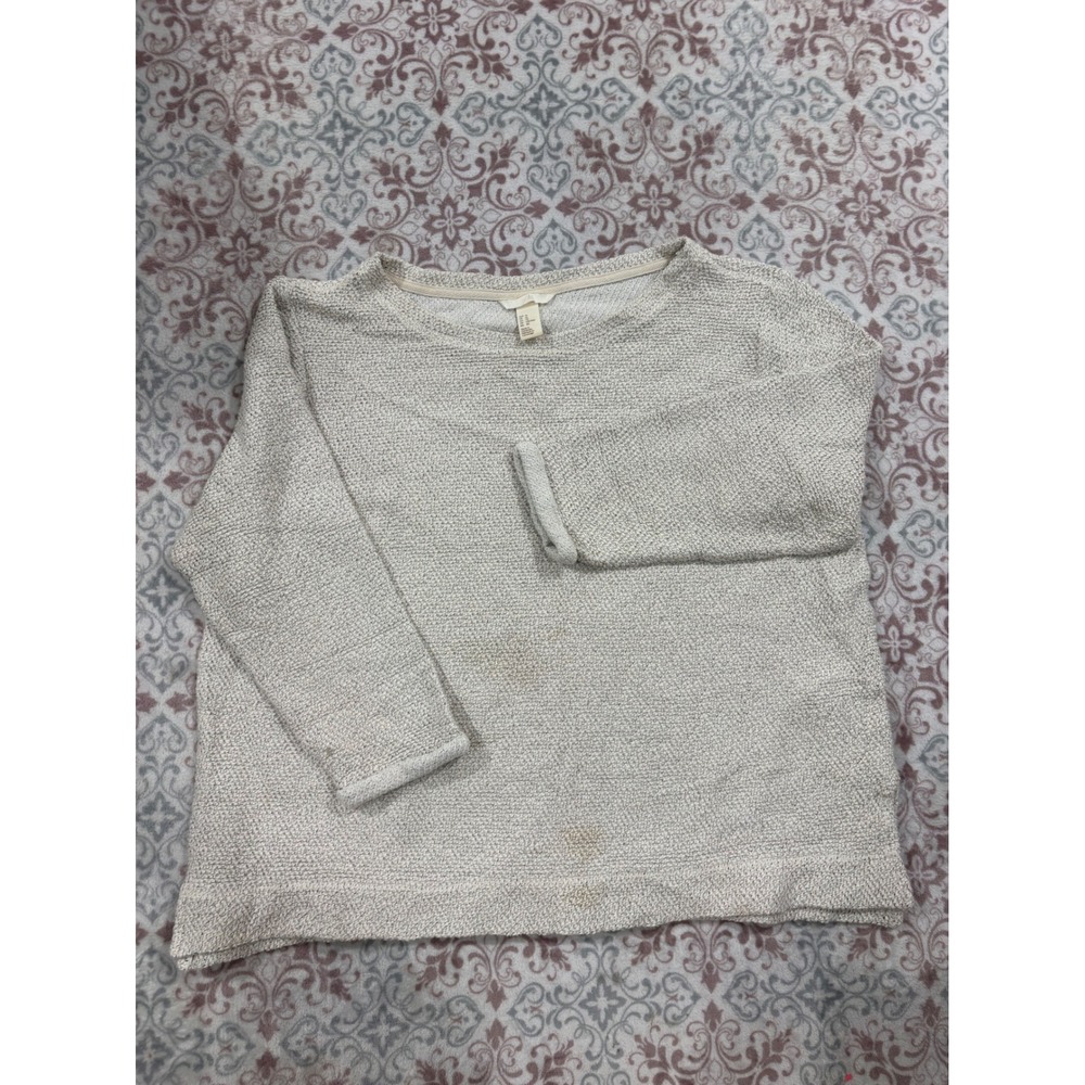 HM Textured Knit Sweater Cream Oatmeal Boat Neck Pullover XL 0450933 5
